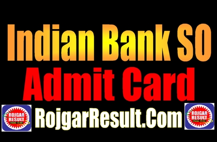 Indian Bank SO Admit Card 2025