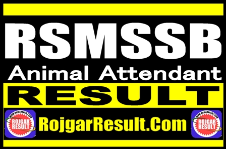 RSMSSB Animal Attendant Result 2025