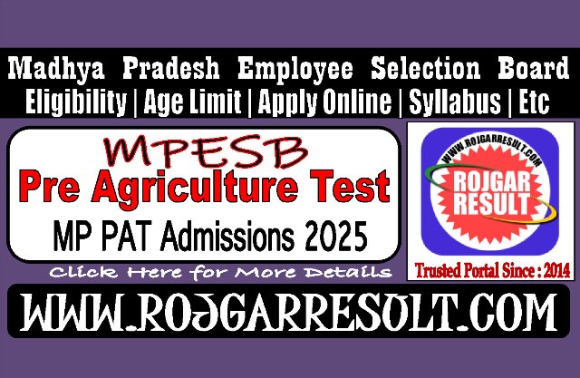 MPESB Pre Agriculture Test PAT Online Form 2025