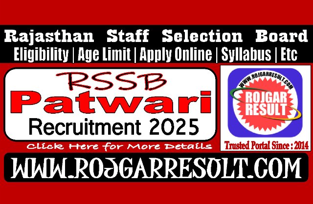 RSSB Patwari Online Form 2025 for 3705 Post