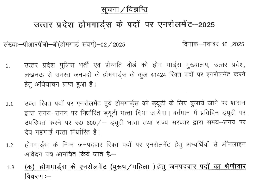 UP Police Home Guard Online Form 2025 for 41424 Post