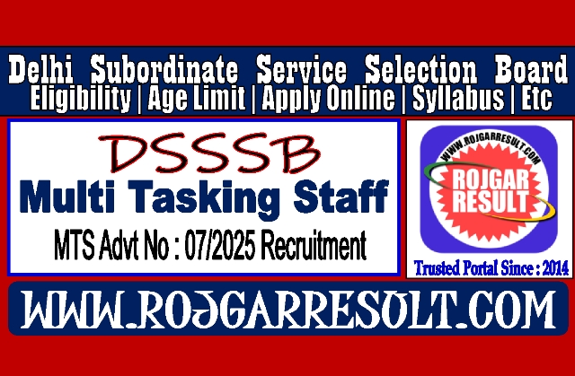 DSSSB Multi Tasking Staff MTS Online Form 2025