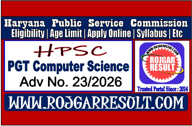 HPSC Haryana PGT Computer Science Online Form 2026
