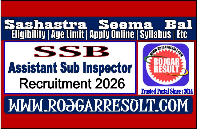 SSB Assistant Sub Inspector ASI Online Form 2026
