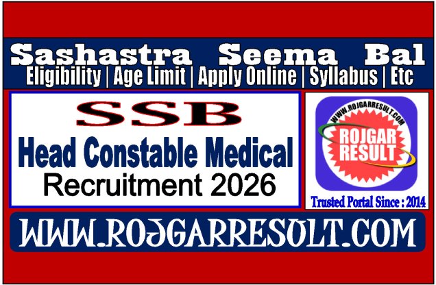 SSB Head Constable Medical Post Online Form 2026