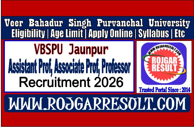 VBSPU Jaunpur Assistant Prof, Associate Prof, Professor Online Form 2026