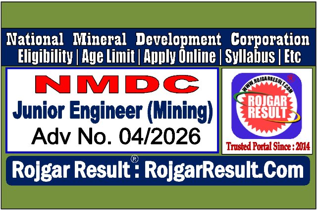 NMDC Junior Engineer (Mining) Online Form 2026