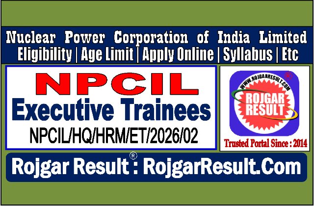NPCIL Executive Trainees Online Form 2026