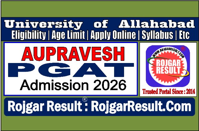 Allahabad University PGAT Admission 2026 Online Form