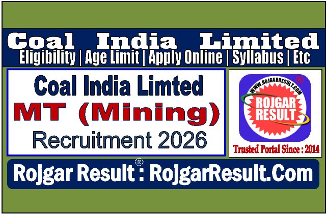 CIL Management Trainee Mining Online Form 2026 for 276 Post