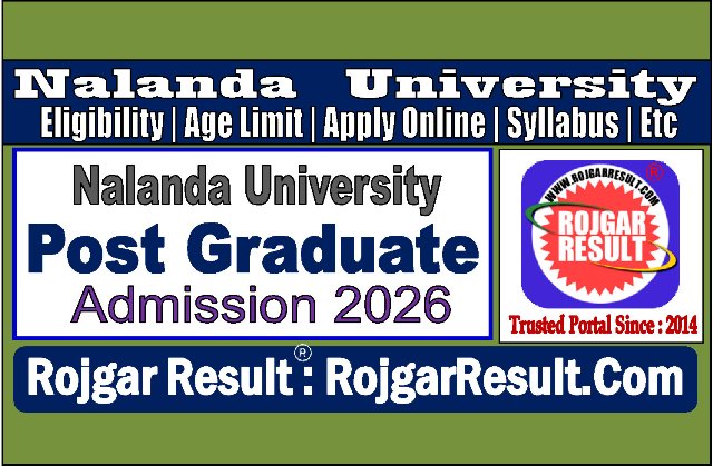 Nalanda University PG Admission 2026 Online Form
