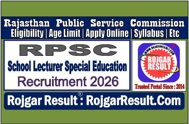 RPSC School Lecturer Special Education Online Form 2026