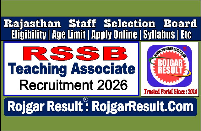 RSSB Teaching Associate Online Form 2026 for 3540 Post