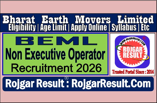 BEML Non Executive Operator Online Form 2026
