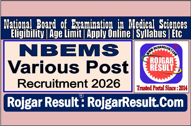 NBEMS Group A, B, C Various Post Online Form 2026