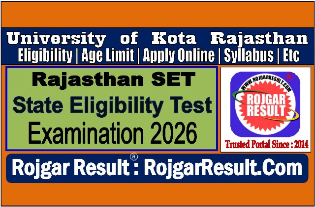 Rajasthan State Eligibility Test SET Online Form 2026