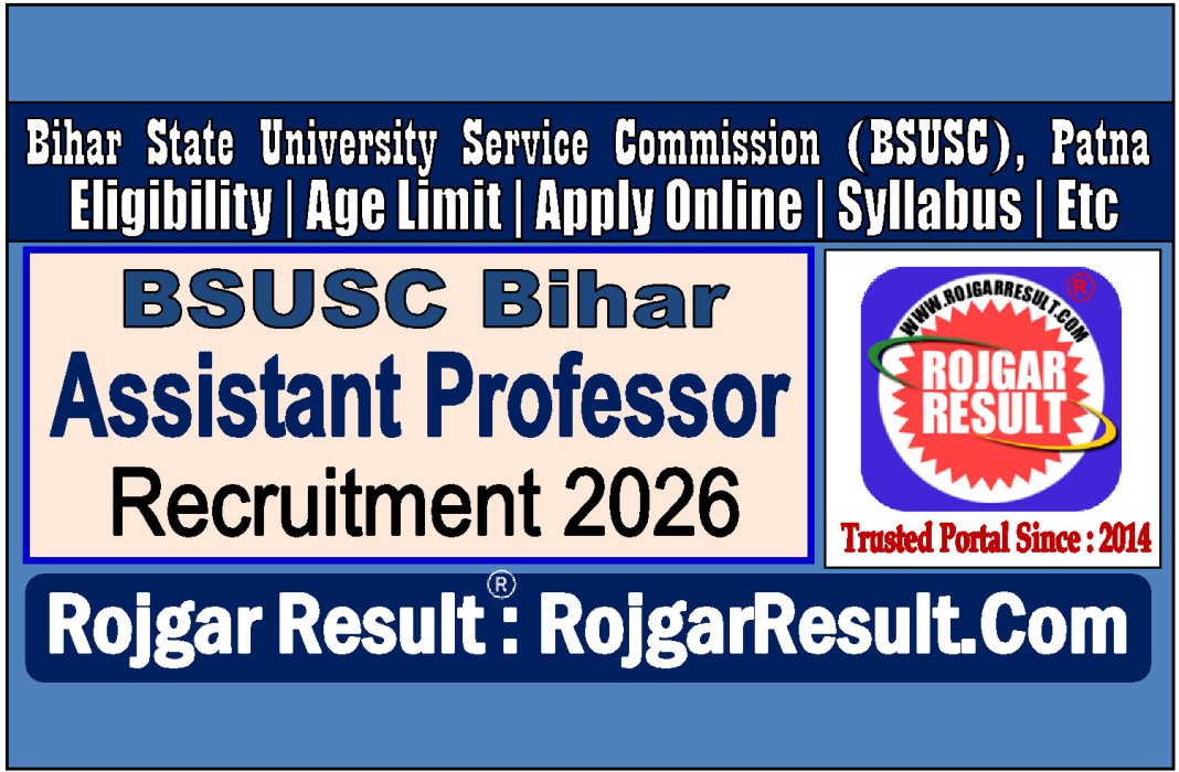 BSUSC Bihar Assistant Professor Online Form 2026 for 3687 Post